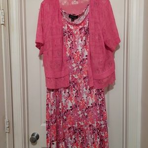 Pink and White Dress with Carnigan